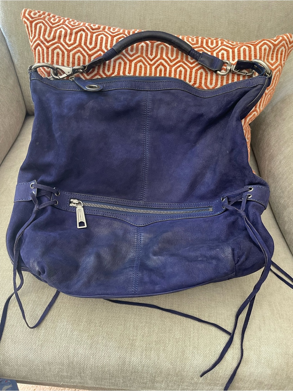 Rebecca Minkoff Indigo Blue Leather Lace-Up Hobo Bag - Picture 2 of 4